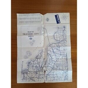 Map Of Traverse City Area Vintage FAIR CONDITION